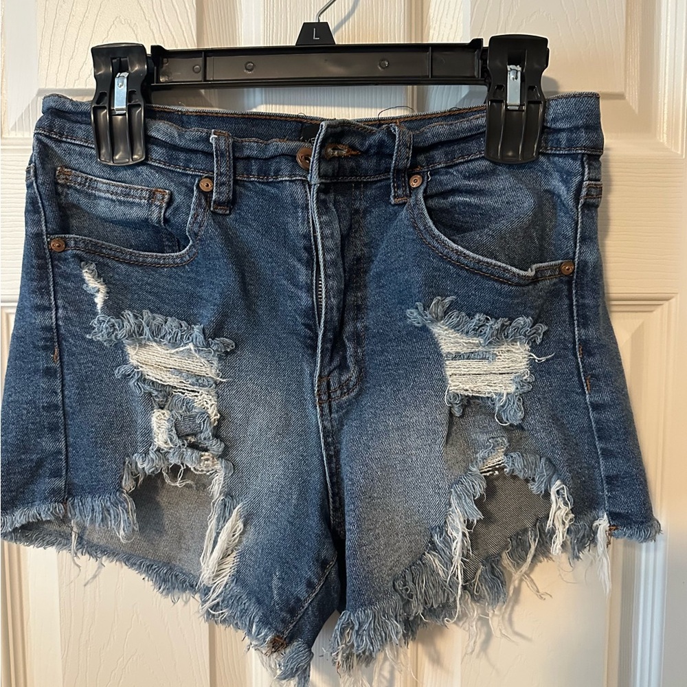 Kendall & Kylie Blue Distressed Jean Shorts